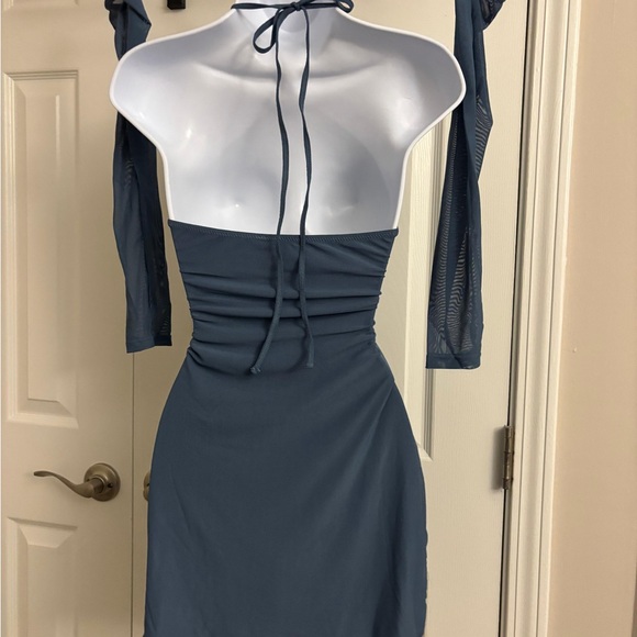 Dolls Kill Backless Halter Dress in Slate Blue - Picture 10 of 11